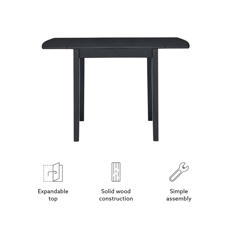 Square Wood Drop Leaf Table in Black O4185