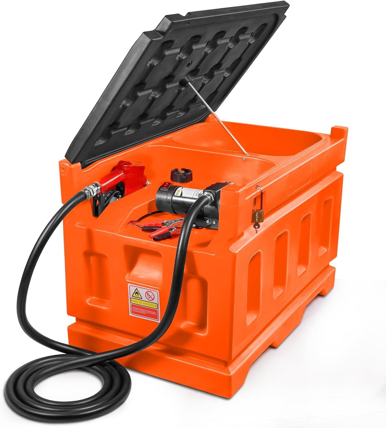 Portable Diesel Tank with Pump, 48 Gallon 10GPM Flow Rate Diesel Fuel Transfer Tank with 12V Electric Transfer Pump, Auto Fueling Nozzle, 13FT Hose, for Easy Fuel Transportation