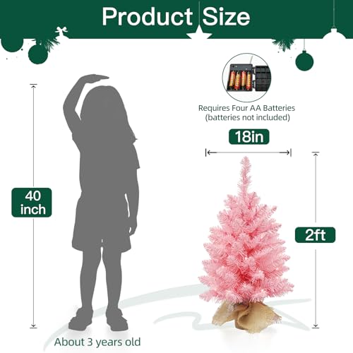 2ft Pre Lit Artificial Mini Christmas Tree with 50 LED Warm Lights L2578