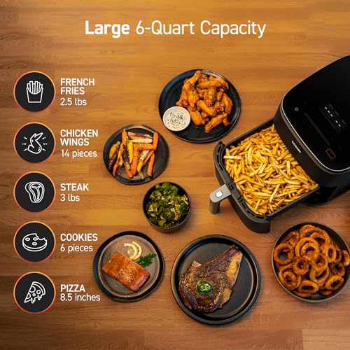 Air Fryer 6-Qt, Roast Bake Broil Reheat, Grey J876218