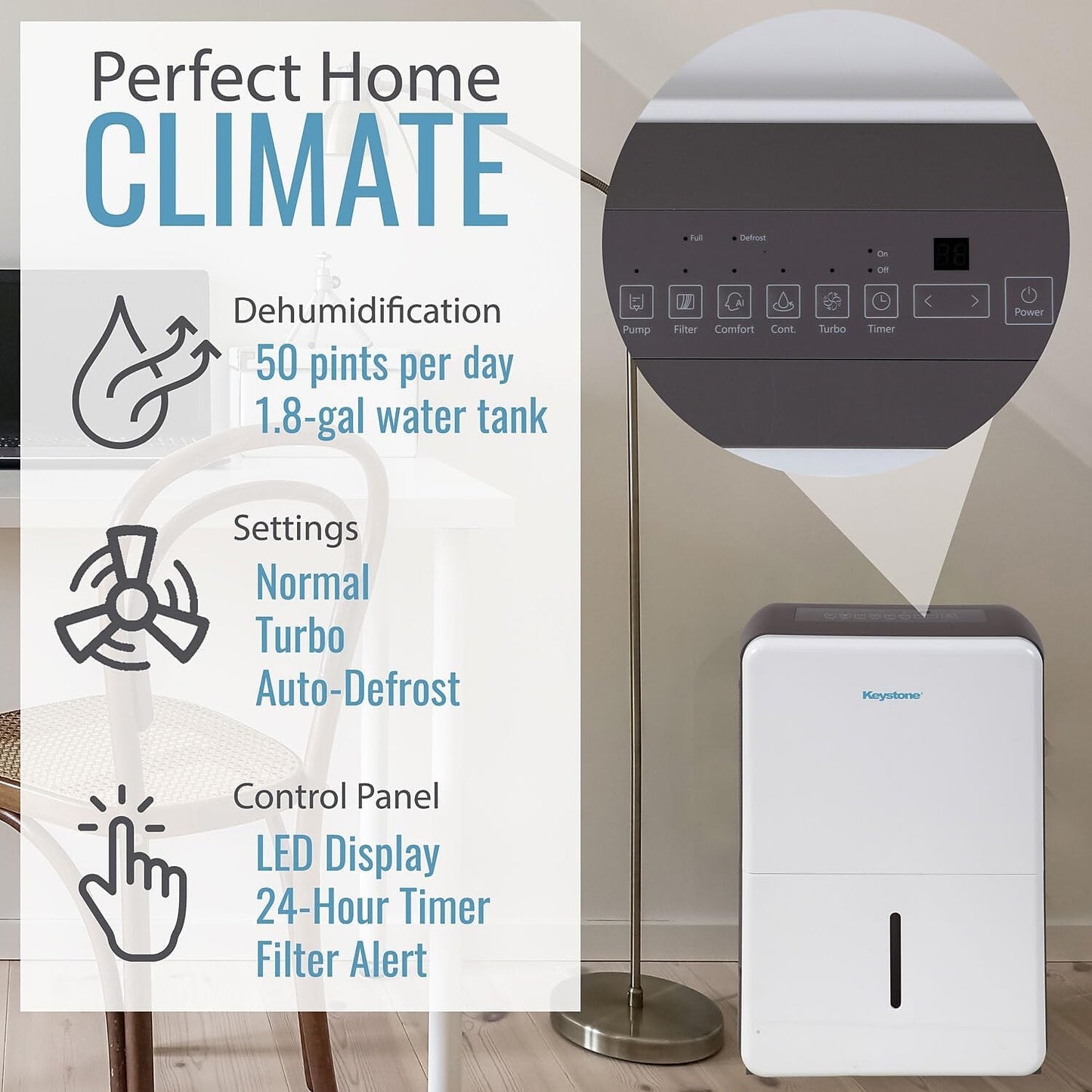 Portable Dehumidifier for Basement, Garage, and Large Rooms up to 4,500 Sq.Ft. Y3461