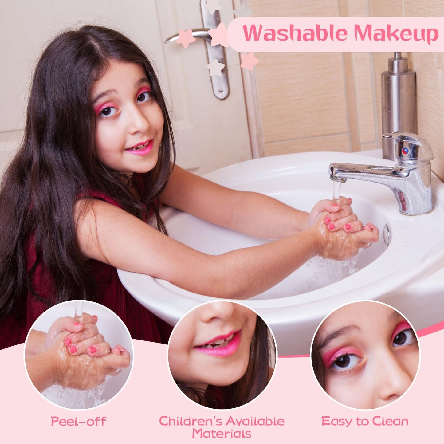 Washable Kids Makeup Kit for Girls, Non-Toxic Cosmetic Set K26633