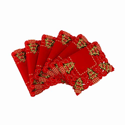 Embroidered Christmas Holly Tree Table Runner, Dresser Scarf, 16 x 72 Inch Z4281