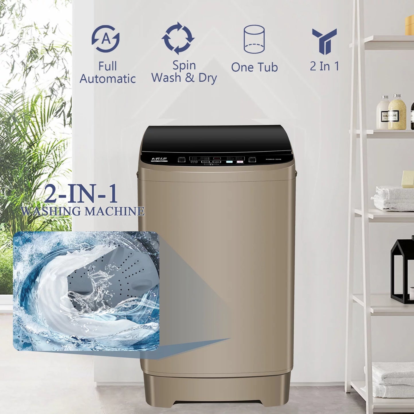 17.7 lbs Full Automatic Portable Washer with Drain Pump X8175