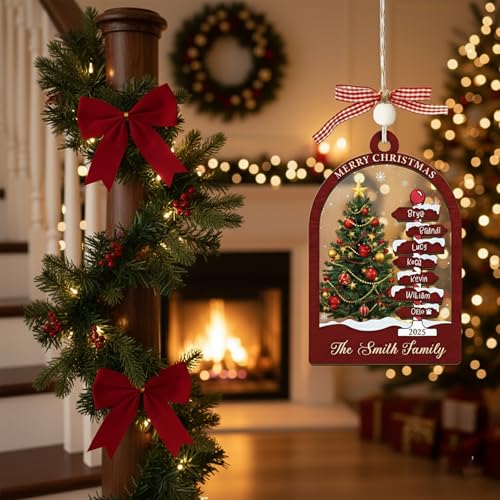 Personalized Christmas Wooden Ornaments with Family Names J389