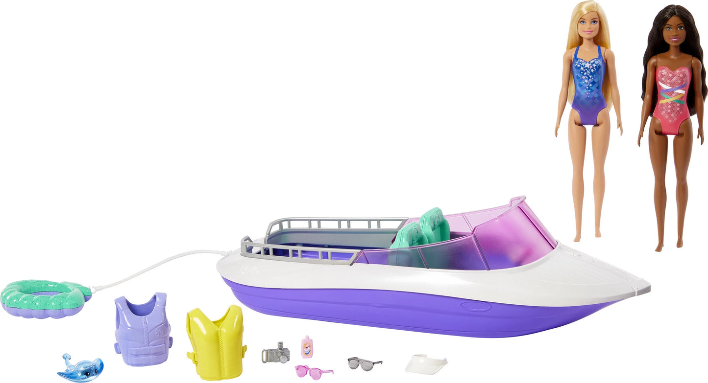 Barbie Mermaid Power "Malibu" and "Brooklyn" Dolls with Boat Playset and Ocean Accessories