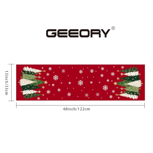 Christmas Table Runner 13x72 Inch, Red Winter Holiday Decor S612