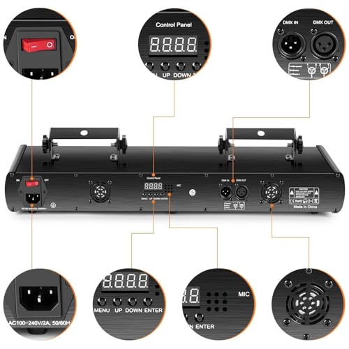 Stage Laser Light, 5 Beam Sound Activated DJ Party Lights with Remote Control O445463