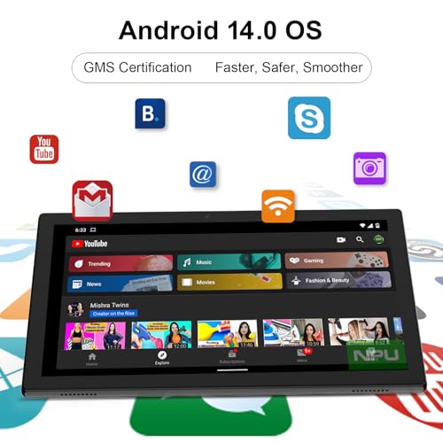 Tablet 10.1 inch Android 14 with Keyboard Case, Mouse, Stylus, 8GB+64GB, HD Touch Screen, Dual Camera, Wi-Fi, Blue W566112