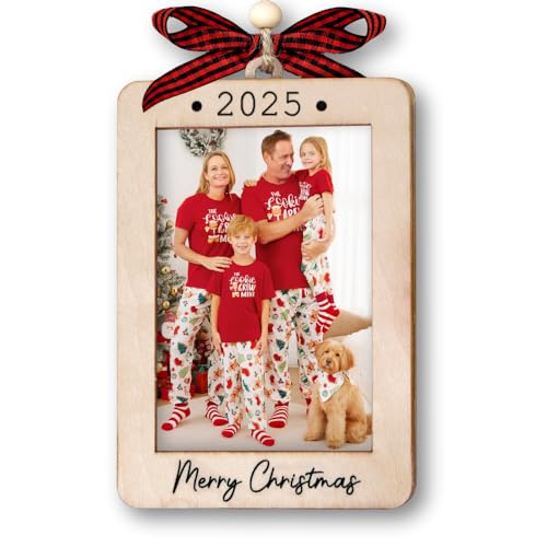 Christmas Ornament Picture Frame - Wooden Landscape Photo Frame for Tree U75225