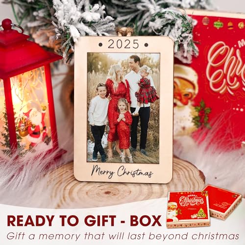 Christmas Ornament Picture Frame - Wooden Landscape Photo Frame for Tree U75225