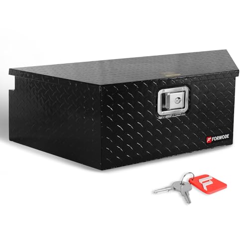 39 Inch Trailer Tongue Box Aluminum Trailer Tool Box for Storage Toolbox with Lock - Black