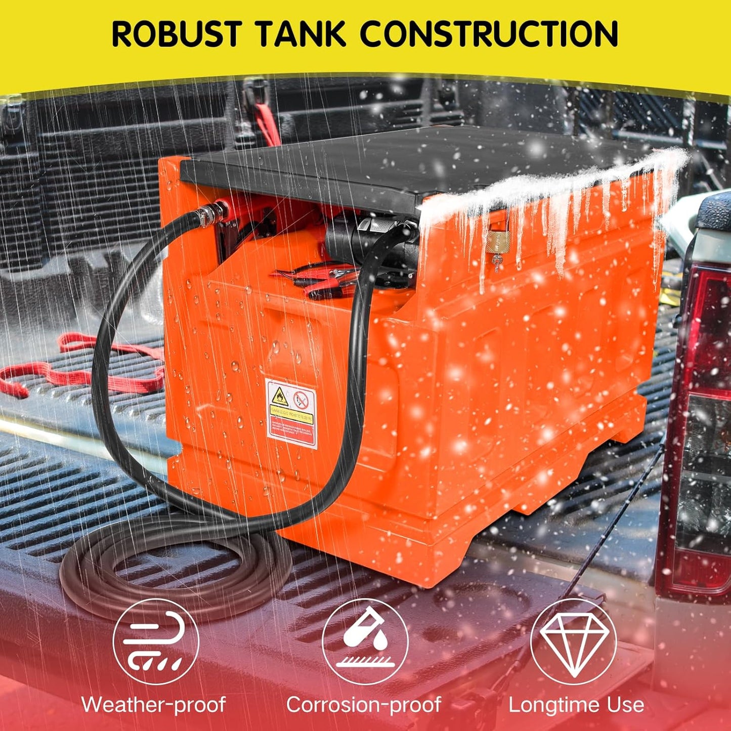 48 Gallon Diesel Fuel Transfer Tank with 12V Pump and 13FT Hose Q1820