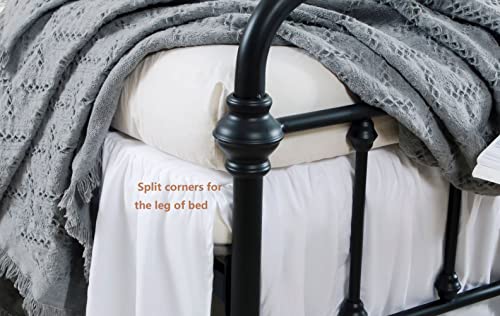 Bed Skirt with Split Corners, Microfiber, 14 Inch Drop, Queen I968519