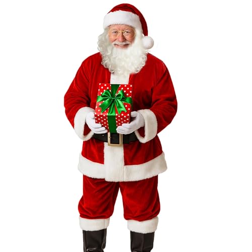 Santa Costume for Men, Christmas Claus Outfit Suit H5117