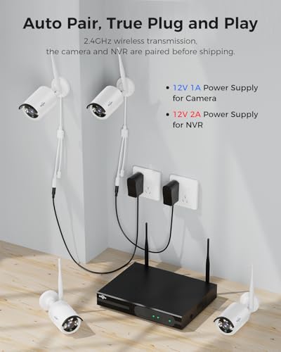 Wireless Security Camera System, 4K NVR, 4Pcs 3MP Night Vision WiFi Cameras D47166