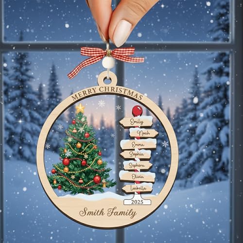 Personalized Christmas Wooden Ornaments with Family Names J389