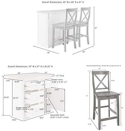 White Kitchen Island with Faux Marble Top T913393