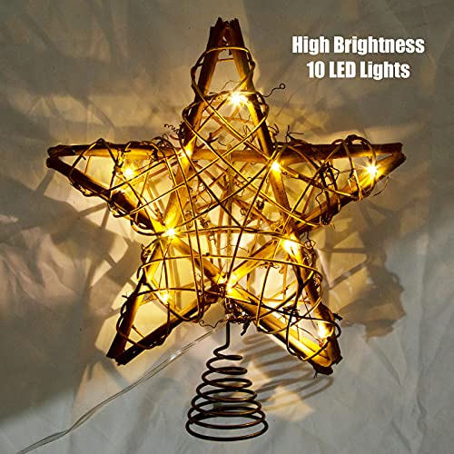 Christmas Tree Topper Star with Warm White Light, 8.7 Inch Q202