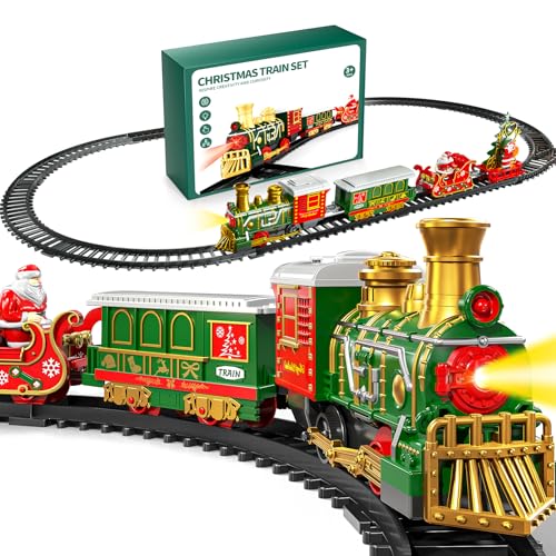 Electric Train Set for Kids with Smoke, Light and Sound, DIY Track Building Toy V61635