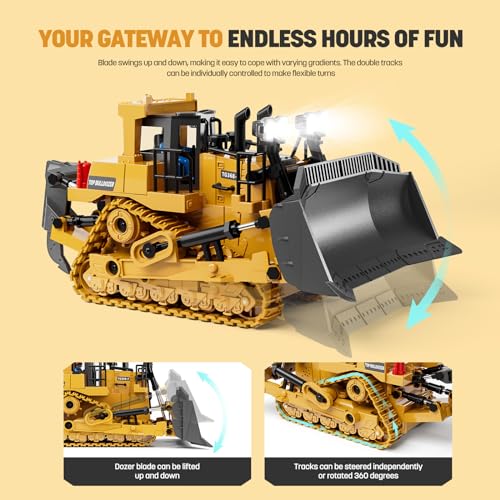 Remote Control Excavator Construction Toy for Boys, 11CH with Metal Shovel and Lights N4221