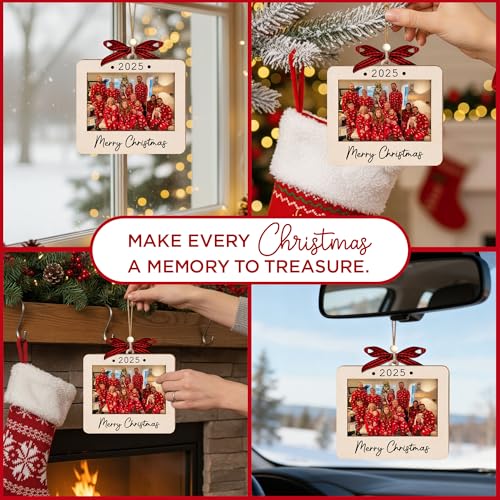 Christmas Ornament Picture Frame - Wooden Landscape Photo Frame for Tree U75225