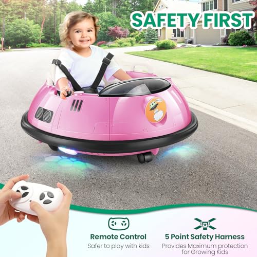 Kids Bumper Car with Remote Control, 360 Degree Spin, Pink Q822526