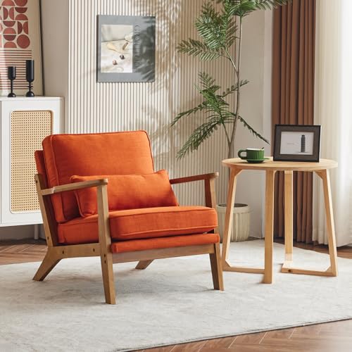 Solid Wood Accent Chair with Pillow, Set of 2, Navy Blue G399556