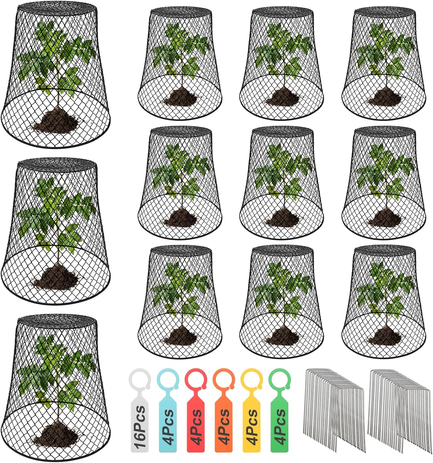 Wire Cloche Plant Covers Wire Plant Protector Cover Garden Cloches Wire Metal Heavy Duty Garden Plant Cloche for Plants (BLAK-12P)