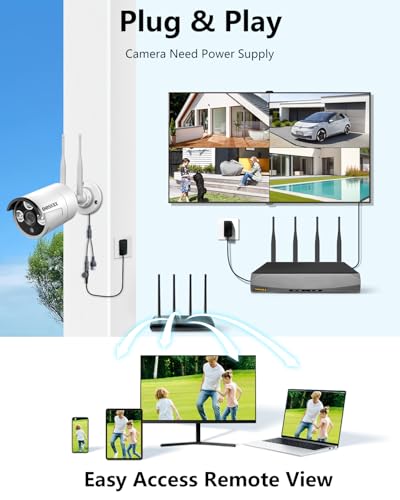 Wireless Security Camera System with 2TB Hard Drive, 4 Cameras, Night Vision Y851678