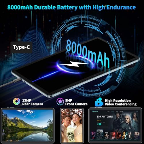 Android 15 Tablet with Keyboard, 10.1 Inch, 2-in-1, 24GB+128GB A6724
