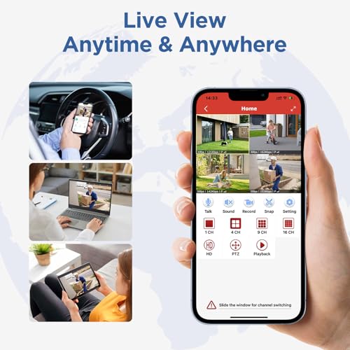 Wireless Security Camera System, 10CH NVR with 4 Cameras, 1TB HDD, Night Vision I1201