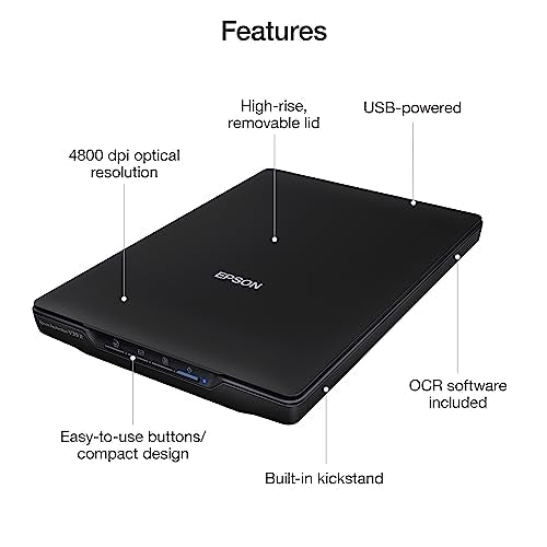 Color Photo and Document Flatbed Scanner, 4800 dpi, USB Power K82407