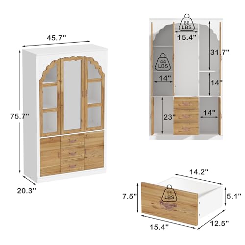 Large Armoire Wardrobe with 5 Doors, Mirror, and Drawers P9855