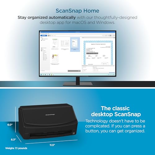 Document Scanner with Auto Document Feeder for Mac or PC, Black S90293