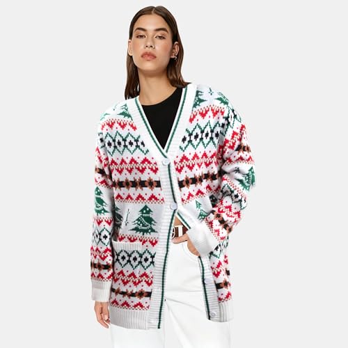 Funny Christmas Cardigan for Women Open Front Knit Coat U698