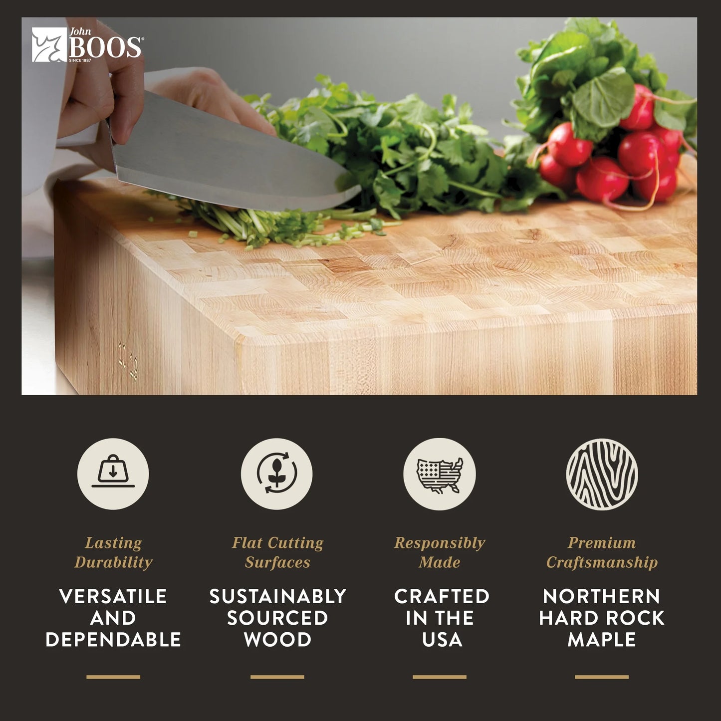 Maple Wood Cutting Board for Kitchen, 30 x 24 inches H590
