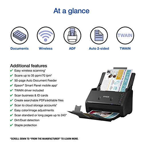 Wireless Color Duplex Desktop Document Scanner with Auto Document Feeder W8758