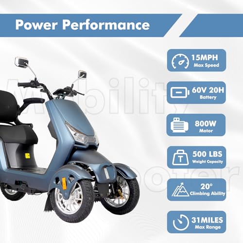 Heavy Duty 4 Wheel Mobility Scooter for Adults, All Terrain with Seat D693