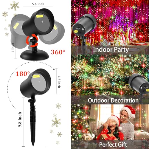 Outdoor Laser Projector Lights for Christmas, Red & Green Stars U46485