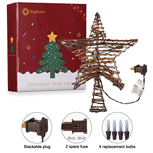 3D Rattan Christmas Tree Star Topper with Lights K600255