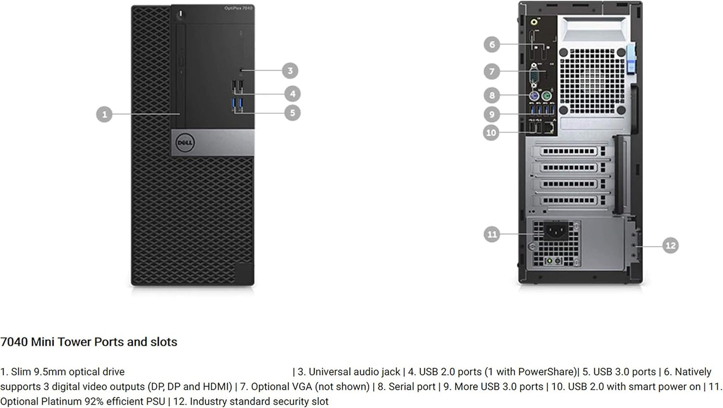 Mini-Tower Desktop PC, Intel Quad-Core i7, 8GB RAM, 256GB SSD, Windows 10 Pro R25707