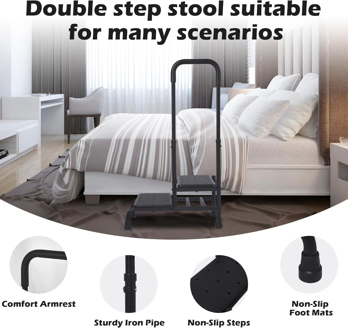2 Step Stool with Handle for Elderly, Heavy Duty P181620