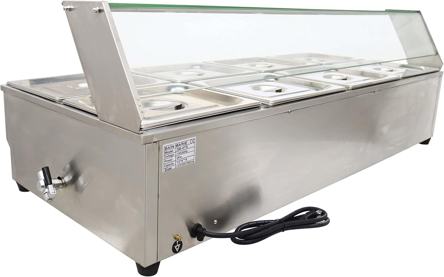 6-Pan Bain-Marie Buffet Food Warmer Double Row Electric Stainless Steel 2000W W1999