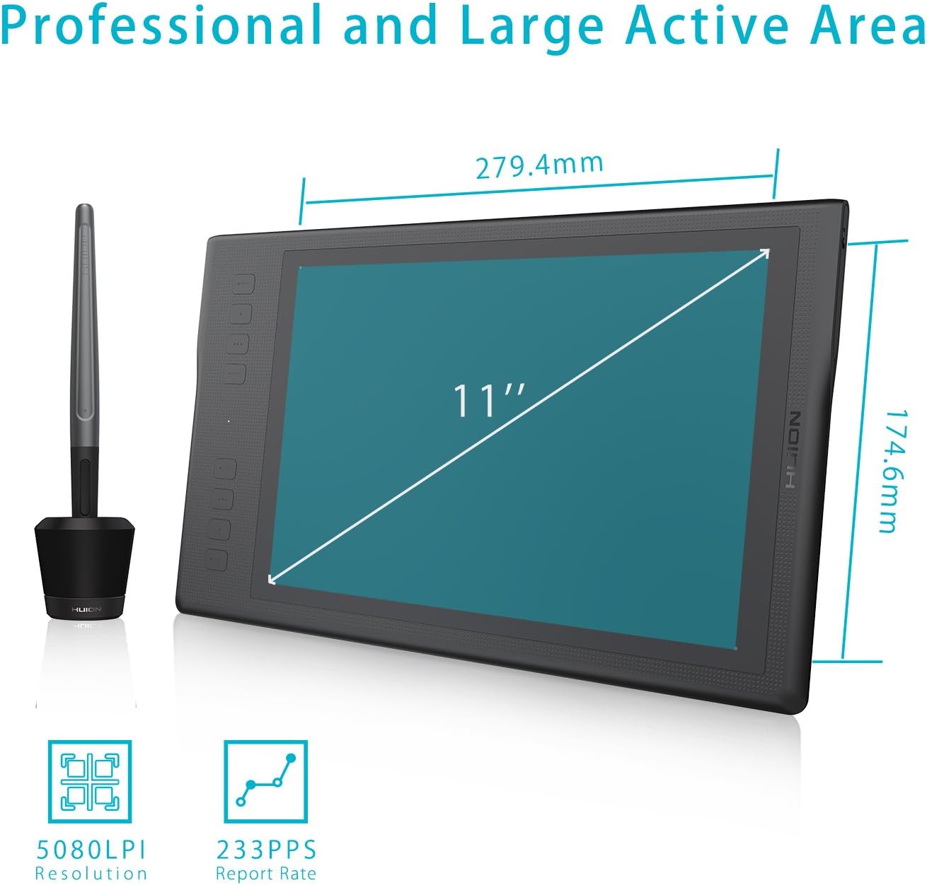 Wireless Graphic Drawing Tablet with 8192 Pressure Sensitivity, 11 x 6.87 inches S359425