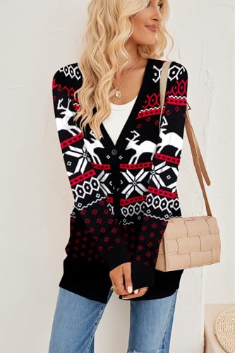 Funny Christmas Cardigan for Women Open Front Knit Coat U698
