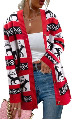 Funny Christmas Cardigan for Women Open Front Knit Coat U698