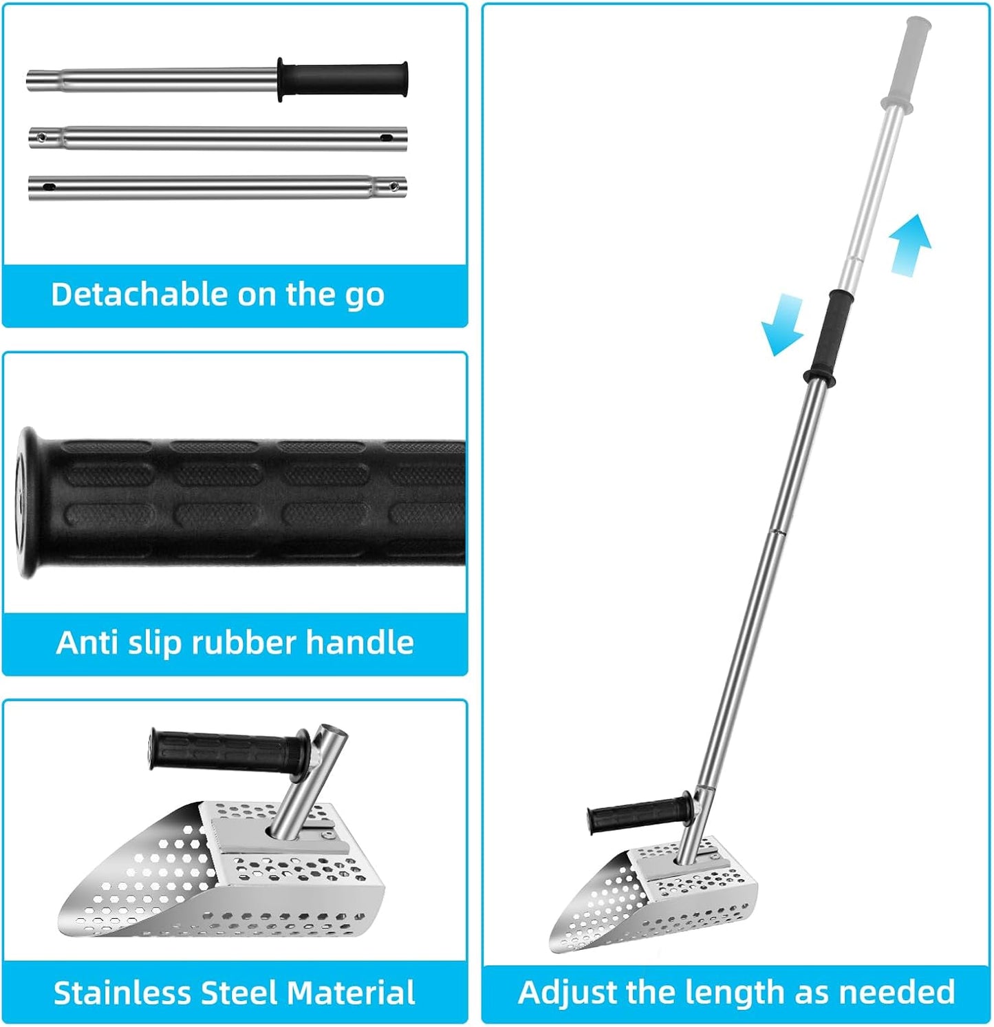 Heavy Duty Stainless Steel Sand Scoop with Long Handle for Metal Detecting J70561