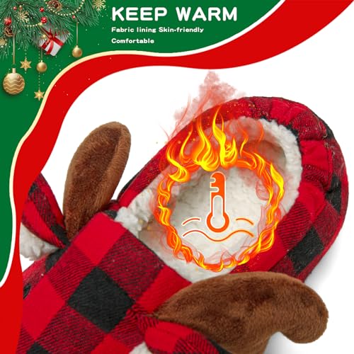 Women's Fuzzy Reindeer House Slippers Indoor Shoes S5360