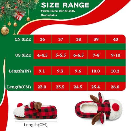 Women's Fuzzy Reindeer House Slippers Indoor Shoes S5360